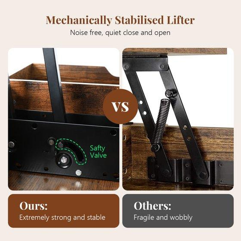 VOWNER Modern Lift Top Coffee Table 3 in 1 Multi-Function for Living Room Coffetable