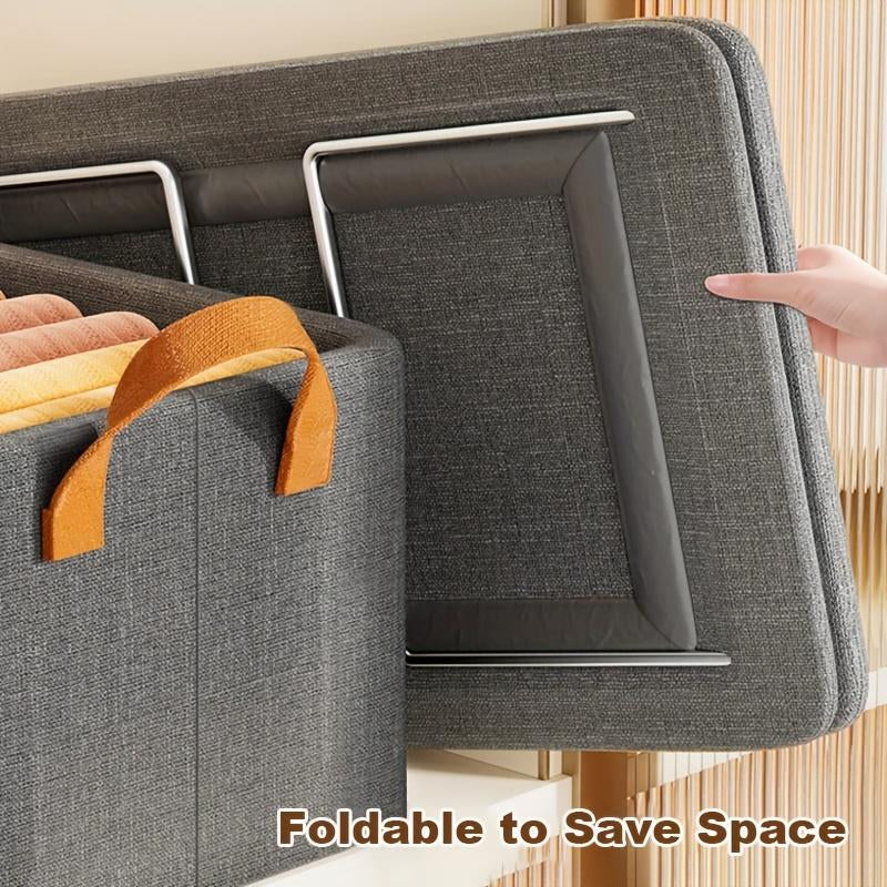 Pack of 3 Large Capacity Storage Bins Closet Organizer System, Sturdy Foldable Storage Boxes for Organizing Clothing,Sheets,Toys,Books - Shelf Organizer Shelves Basket Storage Bin, Organizing Baskets for Shelf,Closet,Utility Room, Storage Room Gra Grey