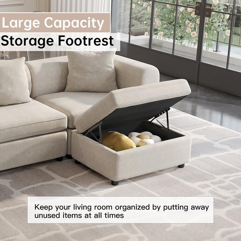 Guyii Modern L-Shaped Velvet Sectional Sofa - 4/5/6/7/8/9 Piece Oversized Seater with 4-7 Pillows, Convertible with Cushions, Stylish Modular Couch for Living Room & Apartment