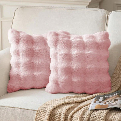 1/2/4Pcs Luxurious Faux Rabbit Fur Tuscany Pillow Cover, without Pillow Insert, Soft and Comfortable, Plush Fluffy Home Decorative Cushion Cover for Living Room Sofa, Pure White Plush Pillow Cover, Zipper Closure, Soft Furry Cushion Cover