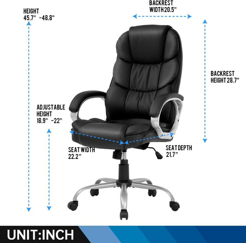 FDW Office Chair Computer High Back Adjustable Desk Chair PU Leather Swivel Task Chair with Armrests Lumbar Support