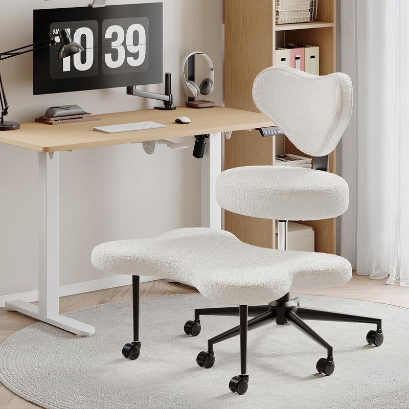 【New Year New Me】Nost & Host Ergonomic Cross Legged Chair, 360° Swivel Meditation Chair with Wheels, Height Adjustable Seat for ADHD, Strong Lumbar Support, Chic Home Office Furniture