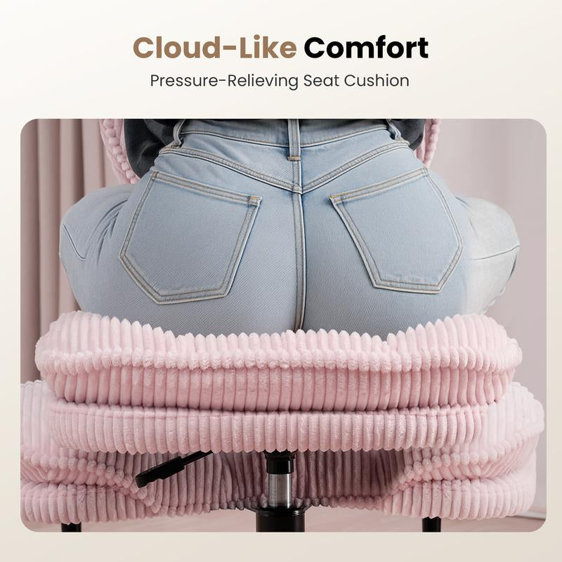 【Oversized Version】Homrelexa Oversized Ergonomic Cross Legged Swivel Chair, Adjustable Height and PU Leather, Corduroy Materials, Meditation Chair with Back Support, Kneeling Chair, Meditation Chair Home and Office