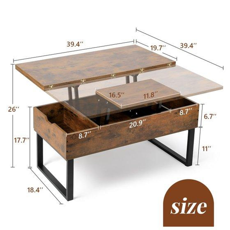 VOWNER Modern Lift Top Coffee Table 3 in 1 Multi-Function for Living Room Coffetable