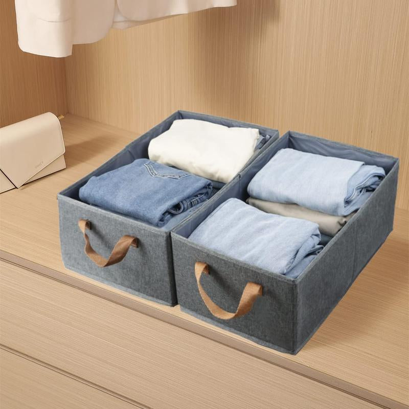Pack of 3 Large Capacity Storage Bins Closet Organizer System, Sturdy Foldable Storage Boxes for Organizing Clothing,Sheets,Toys,Books - Shelf Organizer Shelves Basket Storage Bin, Organizing Baskets for Shelf,Closet,Utility Room, Storage Room Gra Grey