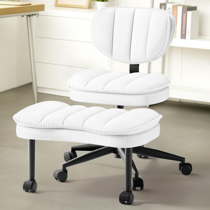【Oversized Version】Homrelexa Oversized Ergonomic Cross Legged Swivel Chair, Adjustable Height and PU Leather, Corduroy Materials, Meditation Chair with Back Support, Kneeling Chair, Meditation Chair Home and Office