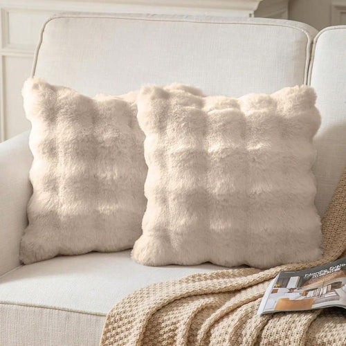 1/2/4Pcs Luxurious Faux Rabbit Fur Tuscany Pillow Cover, without Pillow Insert, Soft and Comfortable, Plush Fluffy Home Decorative Cushion Cover for Living Room Sofa, Pure White Plush Pillow Cover, Zipper Closure, Soft Furry Cushion Cover