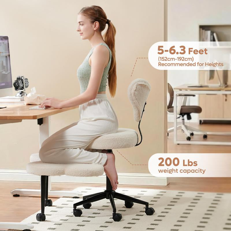 【New Year New Me】Nost & Host Ergonomic Cross Legged Chair, 360° Swivel Meditation Chair with Wheels, Height Adjustable Seat for ADHD, Strong Lumbar Support, Chic Home Office Furniture