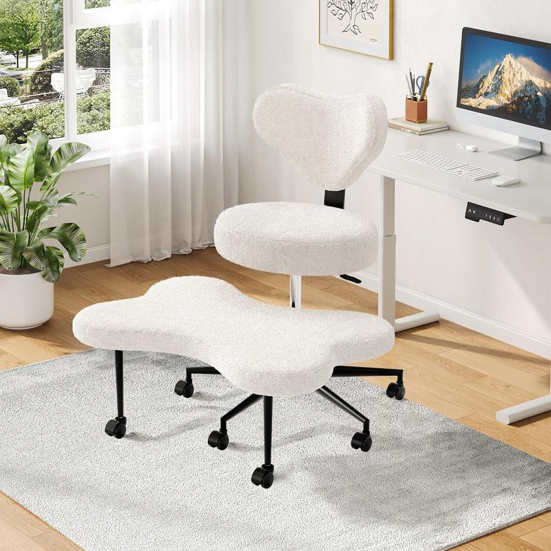【New Year New Me】Nost & Host Ergonomic Cross Legged Chair, 360° Swivel Meditation Chair with Wheels, Height Adjustable Seat for ADHD, Strong Lumbar Support, Chic Home Office Furniture