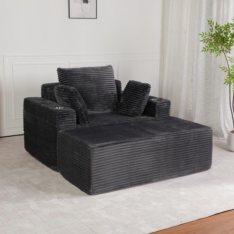 64" Oversized Boneless Cloud Couch Indoor, Plush Faux Fur Sleeper Sofa Couch Bed with 3 Pillows & Wide Armrest,Fluffy Comfy Cloud Sofa,Compression Foam Boneless Couch for Living Room,Bedroom, Reading Chair, Sofa Bed for Single