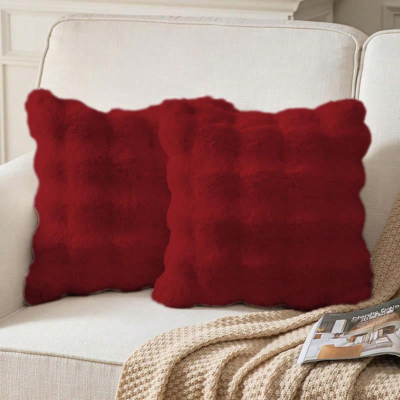 1/2/4Pcs Luxurious Faux Rabbit Fur Tuscany Pillow Cover, without Pillow Insert, Soft and Comfortable, Plush Fluffy Home Decorative Cushion Cover for Living Room Sofa, Pure White Plush Pillow Cover, Zipper Closure, Soft Furry Cushion Cover