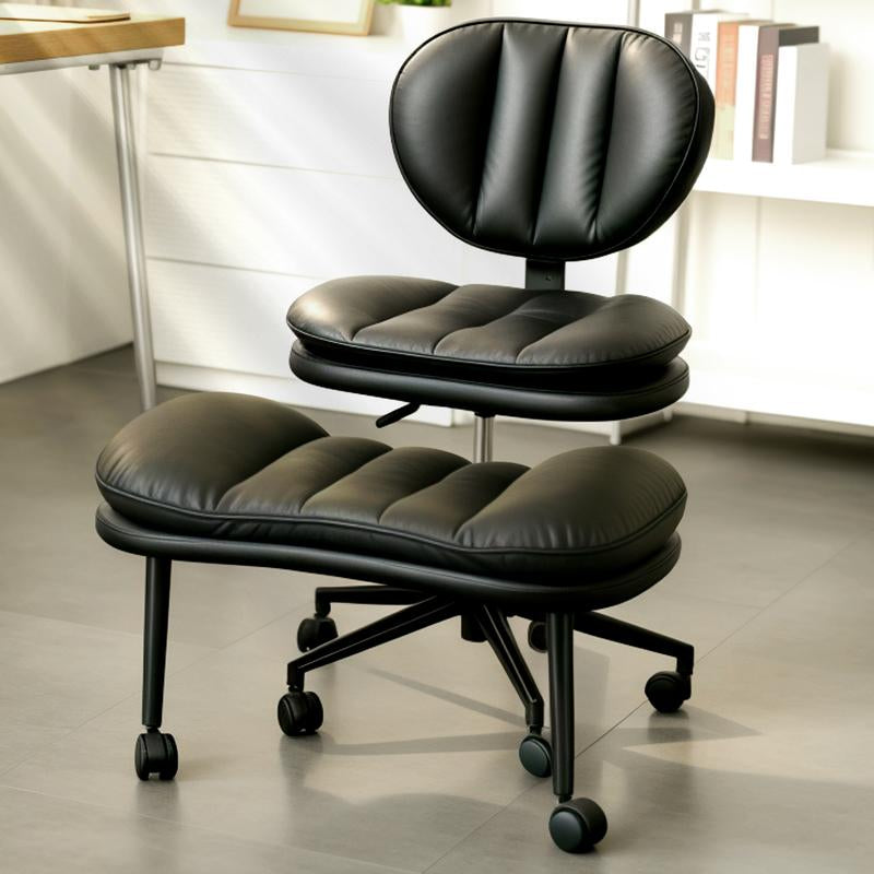 【Oversized Version】Homrelexa Oversized Ergonomic Cross Legged Swivel Chair, Adjustable Height and PU Leather, Corduroy Materials, Meditation Chair with Back Support, Kneeling Chair, Meditation Chair Home and Office