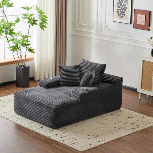 64" Oversized Boneless Cloud Couch Indoor, Plush Faux Fur Sleeper Sofa Couch Bed with 3 Pillows & Wide Armrest,Fluffy Comfy Cloud Sofa,Compression Foam Boneless Couch for Living Room,Bedroom, Reading Chair, Sofa Bed for Single