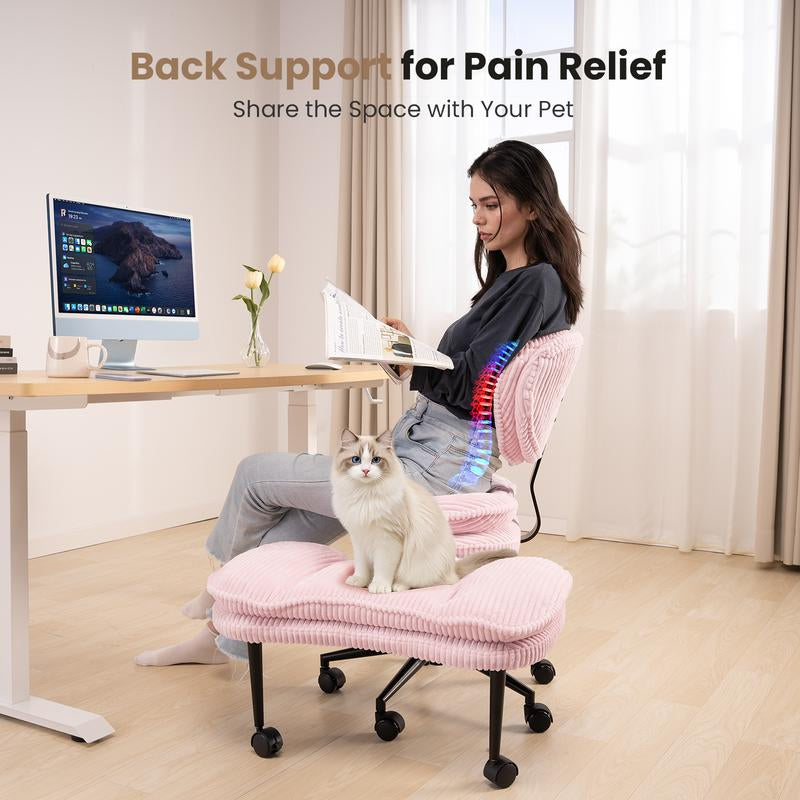 【Oversized Version】Homrelexa Oversized Ergonomic Cross Legged Swivel Chair, Adjustable Height and PU Leather, Corduroy Materials, Meditation Chair with Back Support, Kneeling Chair, Meditation Chair Home and Office