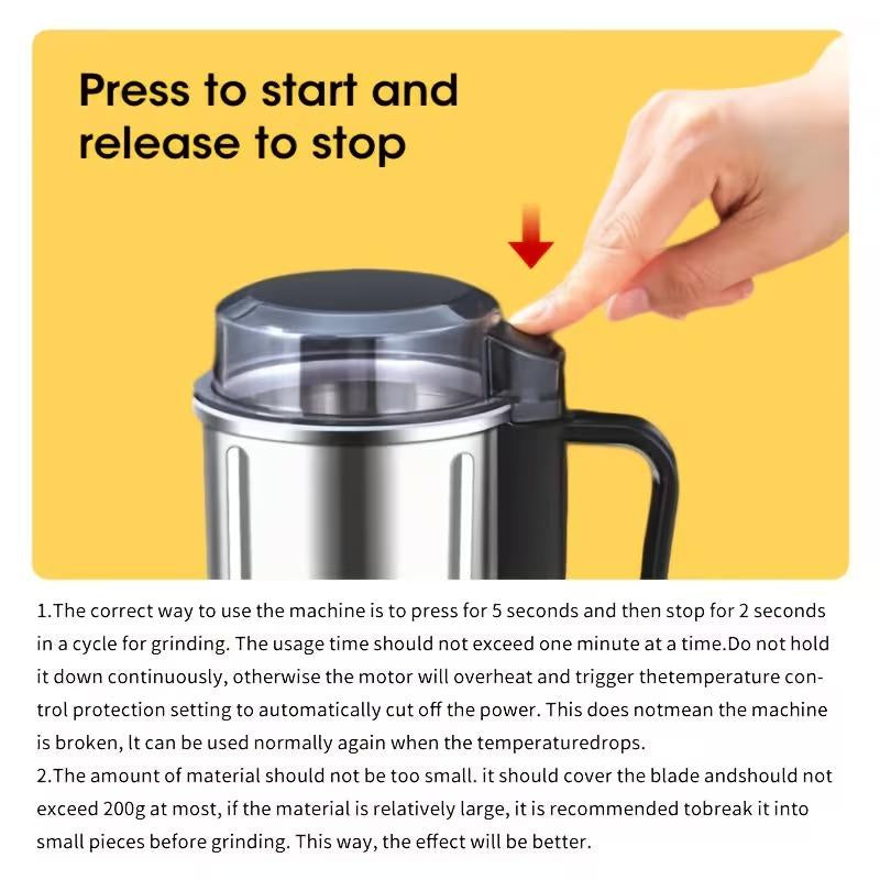 Multi-Functional Electric Grinder, High-Power Coffee Grinder, Multi-Functional Food-Grade Fast Electric Coffee and Grain Grinder, Gift-Grade Espresso Machine, Suitable for Fresh Brewing, Perfect for Coffee and Whole Grain Lovers.