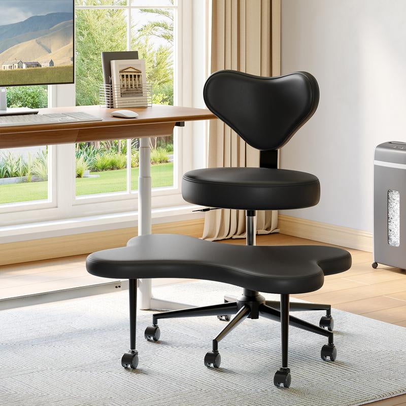 【New Year New Me】Nost & Host Ergonomic Cross Legged Chair, 360° Swivel Meditation Chair with Wheels, Height Adjustable Seat for ADHD, Strong Lumbar Support, Chic Home Office Furniture