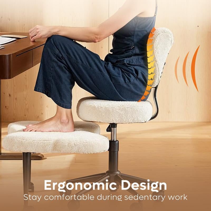【New Year New Me】Nost & Host Ergonomic Cross Legged Chair, 360° Swivel Meditation Chair with Wheels, Height Adjustable Seat for ADHD, Strong Lumbar Support, Chic Home Office Furniture