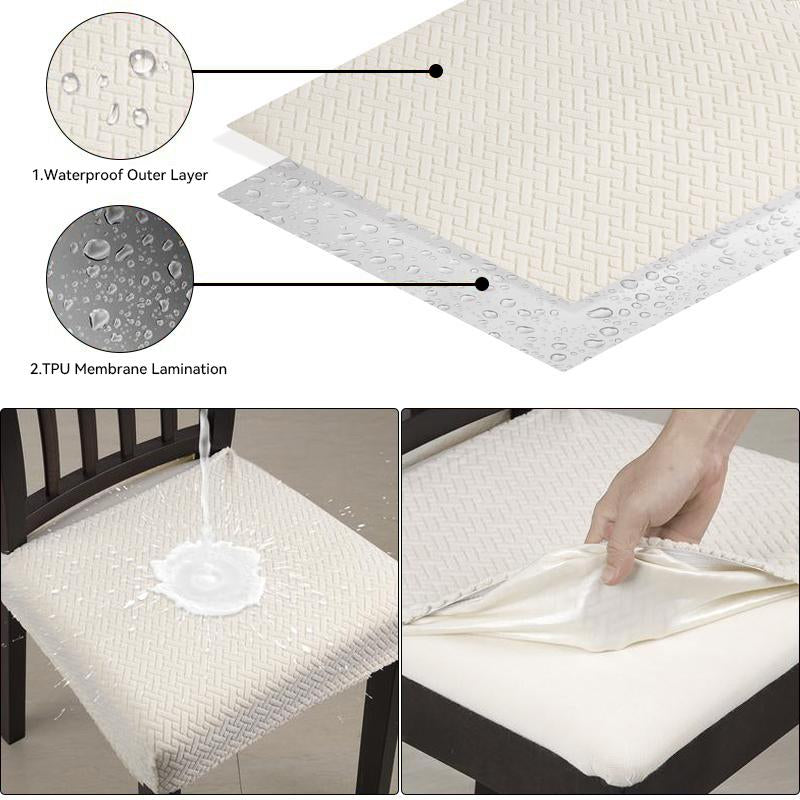 Waterproof Stretch Chair Covers Set of 2/4/6/8 Woven Texture Soft Comfortable Jacquard for Dining Tables Living Rooms Hotel Home Decor