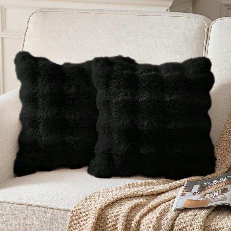 1/2/4Pcs Luxurious Faux Rabbit Fur Tuscany Pillow Cover, without Pillow Insert, Soft and Comfortable, Plush Fluffy Home Decorative Cushion Cover for Living Room Sofa, Pure White Plush Pillow Cover, Zipper Closure, Soft Furry Cushion Cover